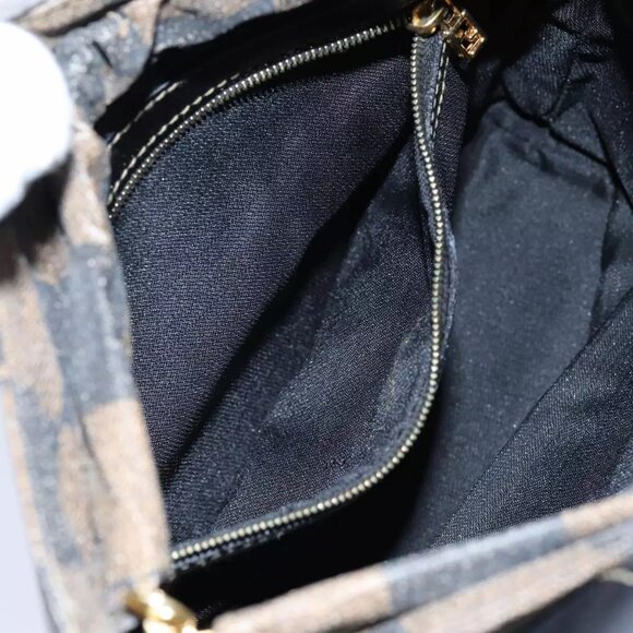 FENDI Pecan Canvas Hand Bag 2way Brown Black - Picture 4 of 16